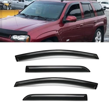 Wensdy 4pcs Side Window Wind Deflectors,Outside Mount Shade Sun rain Guards,Dark Smoke Visors for 2002-2009 Chevy Trailblazer/GMC Envoy, 94733 - size: 02-09 Trailblazer/Envoy