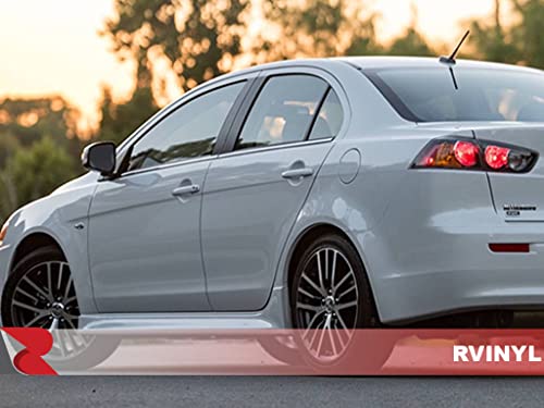 Rvinyl Pillar Post Window Trim Compatible with Mitsubishi Lancer 2008-2017 (Sedan) - Gloss (Black) - color: Gloss (Black)