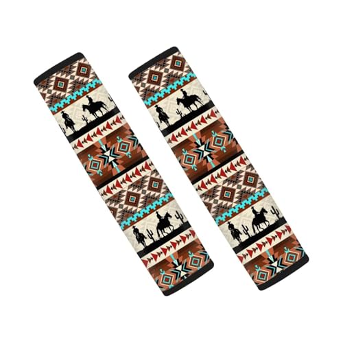 Seat Belt Cover Pad 2-Pack Soft Anti-Slip Ethnic Geometric Aztec Horse Shoulder Strap Protects Car Interior Accessories Universal Fit for All Cars and Backpack for a More - color: Ethnic Geometric Aztec Horse