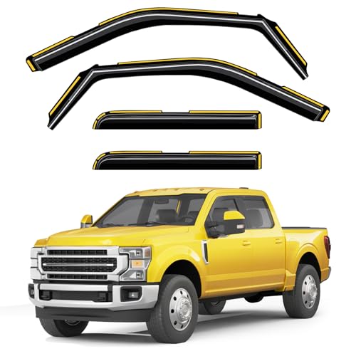 in-Channel Window Rain Guards Fit for Ford F150 2015-2020 SuperCrew/Ford F250-F550 2017-2025 Rain Guard Extra Durable Window Deflectors Vent Shades Visors Exterior Truck Accessories - 4 pcs - size: 2015-2020 Ford F150 SuperCrew/2017-2025 F250-F550