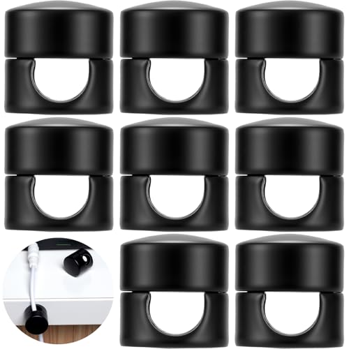 SmallCat 8 Sets Charger Holders for Cords, Matte Black Color Adjustable Cable Anchor Holders, Adhesive Metal Cord Clips, Cable Management Wire Organizers for Desk, Office, Nightstand - color: Matte Black, 8 sets