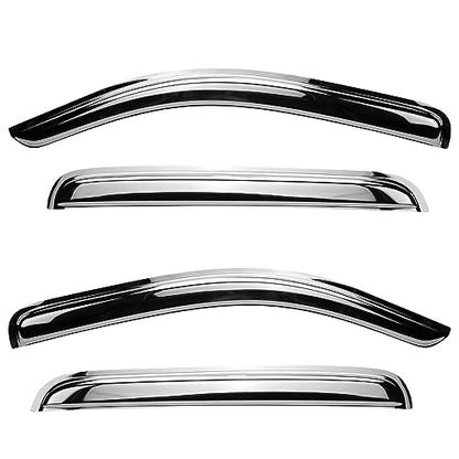 94975Y Chrome Side Window Visor Wind Vent Deflector,4pcs Outside Mount Style Sun Rain Guards for 2015-2022 Ford F150/F250/F350 Super Duty Crew(Supercrew) cab - size: 4pcs 15-20 Crew Cab(chrome)