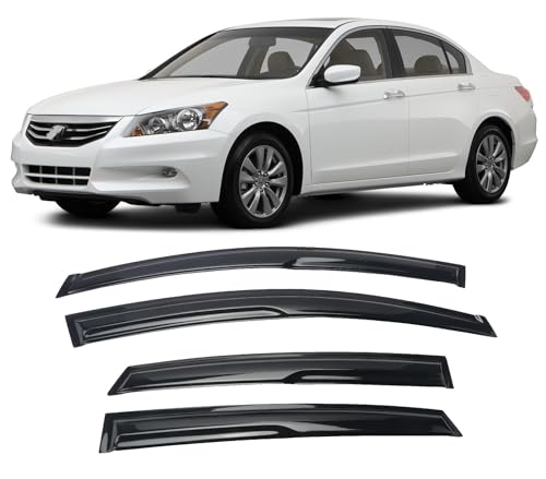 Tape-On Window Visors Deflectors Rain Guards 4 Piece Set ‎Compatible with 2008-2012 Honda Accord 4Door Sedan - size: 2008-2012 Honda Accord