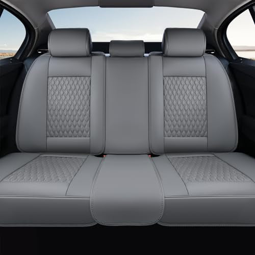 Coverado Rear Seat Covers, Leather Back Seat Cover for Car, Universal Waterproof Automotive Seat Cushion Protector for Most Cars Trucks SUV (Coffee) - color: A/Gray, size: Rear