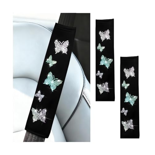 Car Seat Belt Covers, 2PCS Butterfly Soft Vehicle Seatbelt Shoulder Strap Pad Cushions, Comfortable Automotive Interir Harness Pad, Universal for SUV Automobile Truck (Multicolor) - color: Multicolor