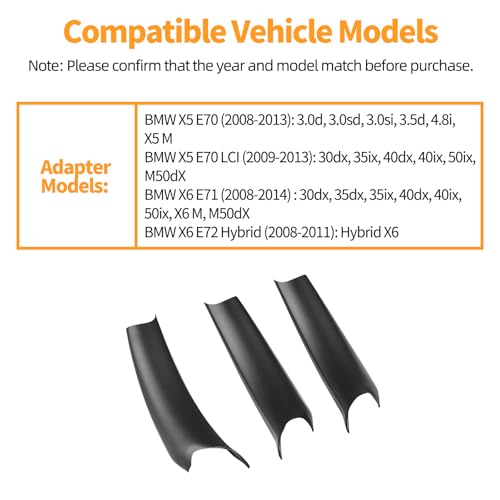 3 PCS Door Handle Covers Compatible with BMW X5 E70 2007-2013, X6 E71/E72 2007-2014 Accessories, Front Rear Left Right Side Inner Door Pull Handle Cover, Black - color: Black