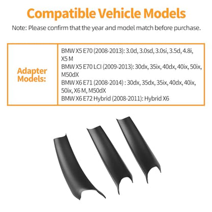 3 PCS Door Handle Covers Compatible with BMW X5 E70 2007-2013, X6 E71/E72 2007-2014 Accessories, Front Rear Left Right Side Inner Door Pull Handle Cover, Black - color: Black