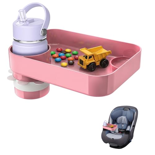 Car Seat Snack Tray for Kids Toddler Travel,Cup Holder Expander for Car,Toddler Travel & Road Trip Accessory for Mess-Free Snacking in The Car (Pink) - color: Pink