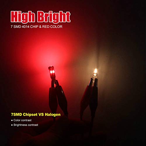 High Bright Red T5 37 74 PC74 PC37 LED Bulb with Twist Lock Socket for Dashboard Instrument Panel Gauge Cluster Light and Map Vanity Mirror Glove Box Indicator Light - color: Red