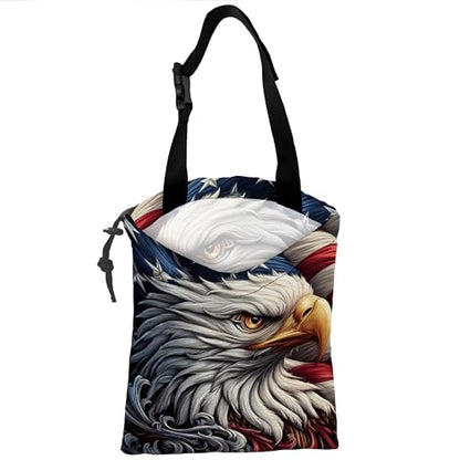 Car Trash Bag Eagle American Flag Car Garbage Bag Waterproof Car Trash Can for Back Seat with Adjustable Straps and Drawstring, Foldable Car Trash Bin for Car Accessories Vehicle Travelling Camping - color: Eagle American Flag