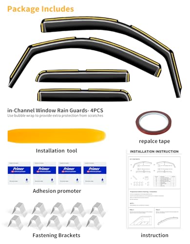 in-Channel Window Rain Guards Fit for 2014-2018 Chevy Chevrolet Silverado/GMC Sierra Crew Cab,Extra Durable Window Visors Window Deflectors Vent Visors Vent Shades Truck Car Accessories-4 pcs - size: Fit for 2014-2018 Silverado/GMC Sierra Crew Cab