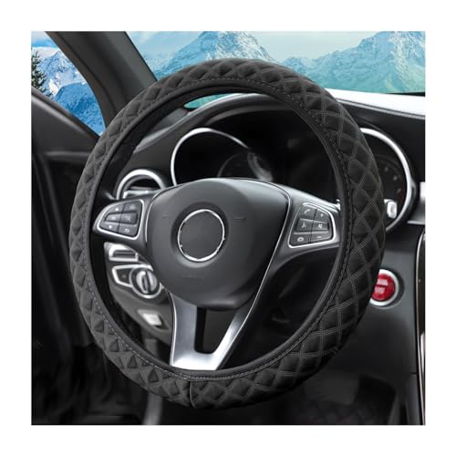 zipelo Elastic Stretch Steering Wheel Cover, Microfiber Breathable Ice Silk, Universal 15 Inch Anti-Slip Car Steering Wheel Protector, Warm in Winter and Cool in Summer, for Men and Women (Black) - color: Black