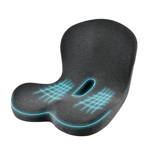 KAYI Memory Foam Seat Cushion with Lumbar Support Pillow One Piece, L-Shaped Ergonomic Design for Back Pain Relief, for Car, Truck and Office Chair (Dark Gray) - color: Dark Gray
