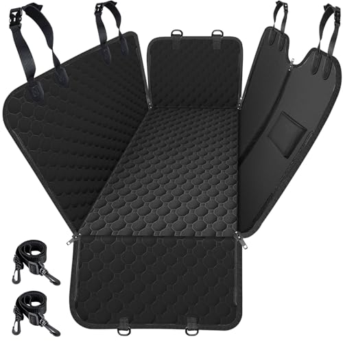 Mancro Dog Hammock for Car, 2026 Upgraded 600D Heavy Duty Waterproof & Scratch-Resistant Dog Car Seat Cover, Back Seat Pet Cover for Dogs with Sedan, Trucks and SUVs, Standard, Black All - color: Black All, size: Standard (54" W x 55" L)