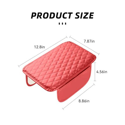 Upgraded Car Middle Center Console Cover with 2 Storage, Universal Microfiber Leather Car Armrest Cover Cushion Universal Vehicle Middle Console Cover, Most Vehicle, SUV, Truck. (Red) - color: Red