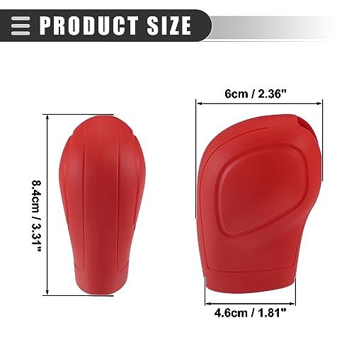 Motoforti Universal Car Gear Shift Cover Comfortable Handbrake Shifter Cover, Anti-Slip, Silicone, Red, 2 Pcs - color: Red