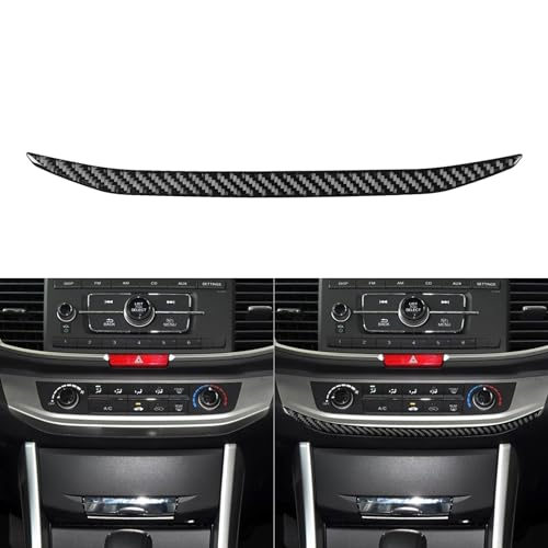 NVCNX Real Premium Carbon Fiber Compatible with Honda 9th Gen Accord 2013 2014 2015 2016 2017 SE LX Sport EX EX-L Touring Hybrid Accessories Car Dash Center Trim Cover Interior Trim Black - color: Dash Center Trim