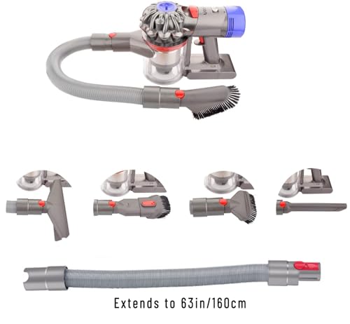 Scratch-free Dusting Brush & 63”Flexible Extension Hose Attachments for Dyson GEN5 V15 V12 V11 V10 V8 V7 Cordless Vacuum Cleaner, Ideal for Car Detailing, Keyboard/Blinds Cleaning,Delicate Surfaces - style: Dusting Brush & Extension Hose