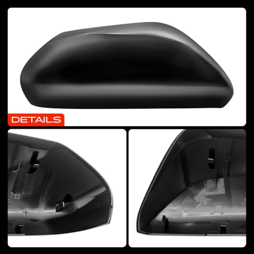 A-Premium Passenger Side Rearview Mirror Cover Cap - Compatible with Toyota Camry 2018-2024, Avalon 2019-2022 - Smooth Black, with Turn Signal Hole - style: Right Passenger Side