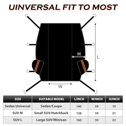 Half Car Cover SUV, Hail Protector Car Cover with Cotton Liner, Top Cover for Ice and Snow, All Weather Vehicle Body Cover for Sun, Rain, Dust, Fit SUV 190-200 inchs - size: SUV L(see size table)