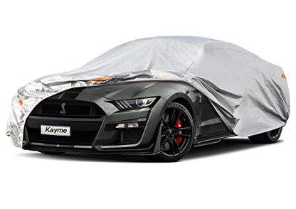 Kayme 6 Layers Car Cover Custom fit for Ford Mustang/Shelby (1964-2025) Waterproof All Weather for Automobiles, Outdoor Full Cover Rain Sun UV Protection.Silver - size: 28. Custom Fit Ford Mustang