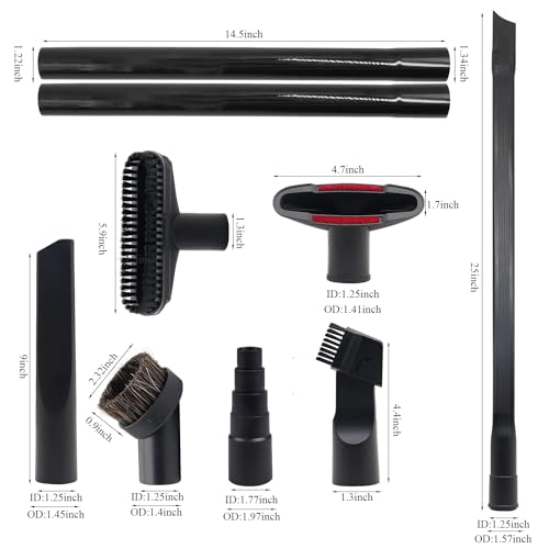 14 Pcs Universal Vacuum Attachments for Shop Vac Accessories, 1 1/4" to 2 1/2" Hose Adapter, 1" to 1 7/8" Vacuum Cleaning Kit Vacuum Extension Wands Accessories - size: M 14 Pcs