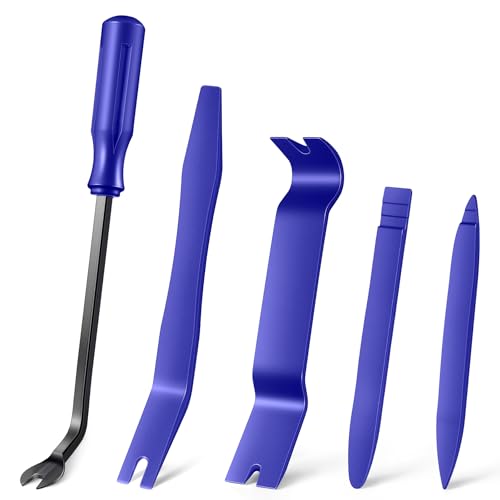 LivTee 5 pcs Auto Trim Removal Tool Kit, No Scratch Plastic Pry Tool Kit - Interior Door Panel Clip Fastener Removal Set for Vehicle Dash Radio Audio Installer (Blue) - color: Blue