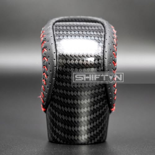 Gear Shift Knob Shifter for Lexus ES GS GX is NX RC RX 200t 300 350 3450h 450hL 350L (Black Leather Red Stitch/Carbon Look) - color: Black Leather Red Stitch / Carbon Pattern