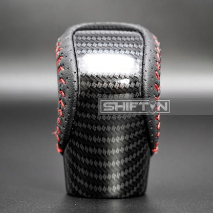 Gear Shift Knob Shifter for Lexus ES GS GX is NX RC RX 200t 300 350 3450h 450hL 350L (Black Leather Red Stitch/Carbon Look) - color: Black Leather Red Stitch / Carbon Pattern