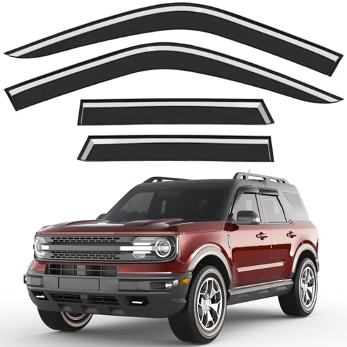 Outside-Mount Window Rain Guards Fit for 2021-2026 Ford Bronco Sport, Extra Durable Window Visors Wind Deflector Dark Smoke Vent Shades Car Tape-on with Thicker - size: Fit for 2021-2026 Ford Bronco Sport