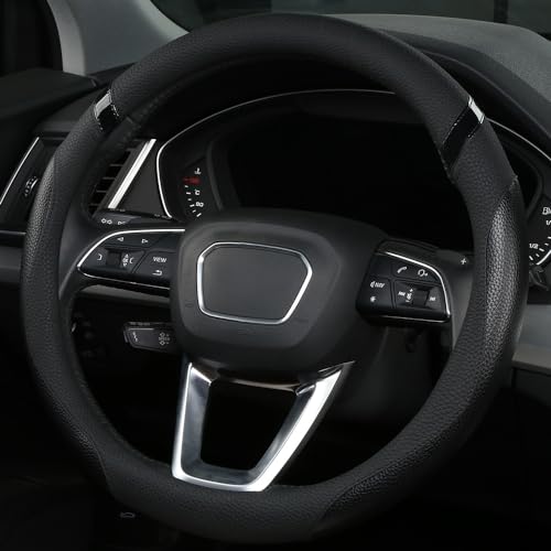 Cxtiy Car Steering Wheel Cover for Men Women Universal Leather Steering Covers for Car SUV (Full-Black) - color: Full-black