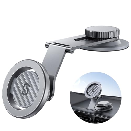 SYNCWIRE Fits MagSafe Car Mount for Universal Dashboard & Tesla Screen,Kevlar Silver Magnetic Phone Holder for Car,Super Stable Magnetic Car Phone Mount for iPhone 17 Pro Max 16 15 14 13 12&All Phones - color: Silver