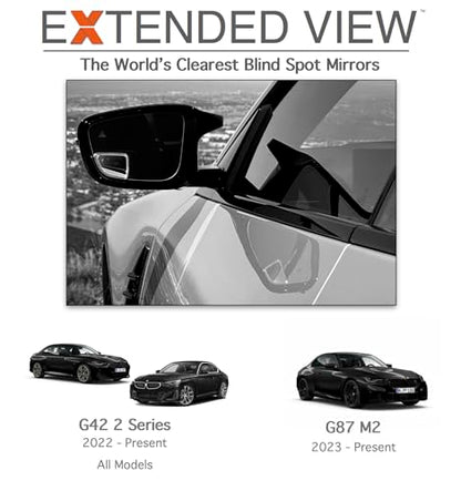 Blind Spot Mirrors- Compatible with BMW G42 230i Extended View (G42 M240i (2022 - Present)), Glass - 2 Piece Set (Left & Right) - size: G42 M240i (2022 - Present)