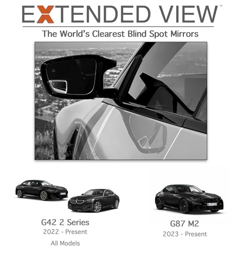 Blind Spot Mirrors- Compatible with BMW G42 230i Extended View (G87 M2 (20023 - Present)), Glass - 2 Piece Set (Left & Right) - size: G87 M2 (20023 - Present)
