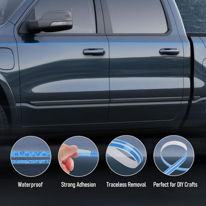 2 Rolls 32Ft Car Pinstripe Tape, Automotive Pinstriping Tape Stickers Vinyl DIY Stripes Pinstripe Emblems Trim Decals for Car, SUVs, Pickups, Motorcycle and Boat, Racing Stripes (Blue) - color: Blue-2