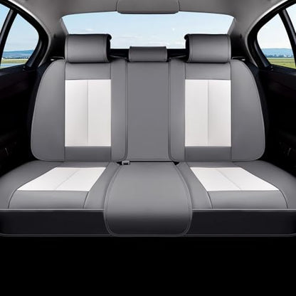Coverado Car Seat Covers, Back Seat Cover for Dogs, Faux Leather Car Seat Covers Backseat, Car Seat Cushion, 3-Pieces Waterproof Universal Seat Covers for Cars Fit for Most Sedans SUV, Gray&White - color: Gray&White