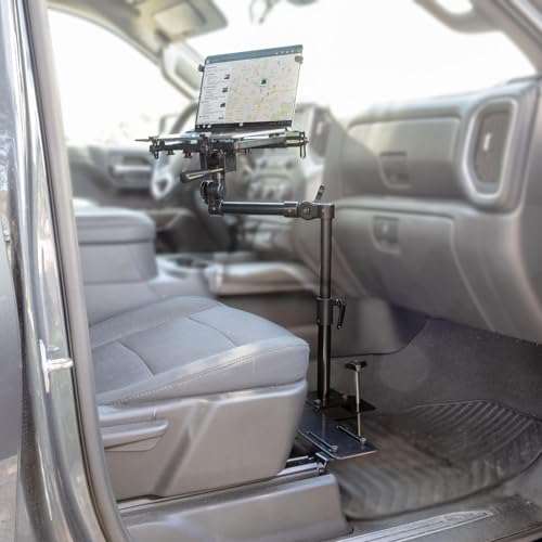 Mount-It! Car Laptop Mount, No-Drill Passenger Seat Laptop Stand with Cooling Tray for Up to 17″ Laptops & Tablets, Adjustable Full Motion Vehicle Laptop Mount