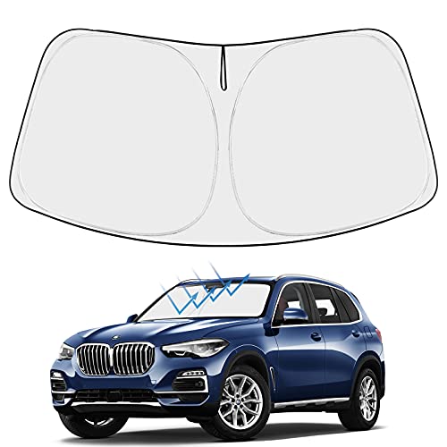 Proadsy Windshield Sun Shade for 2019-2025 2026 BMW X5 M Sport xLine SUV 4-Layer Foldable Front Sunshade Protector Sun Visor Blocks UV Rays Keep Car Cooler Accessories - size: Bmw X5 2019-2026