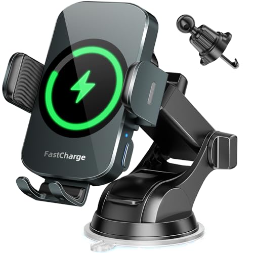 Wireless Car Charger, Fast Charging Phone Holder 3 in 1 Phone Mount Auto Clamping Car Accessories Compatible with iPhone 17 16 15 14 13 12 11 Xs XR, Samsung S23 Ultra S22 S21 S20(Forest Green) - color: Forest Green