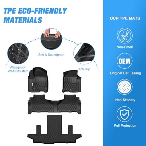 Nilight TPE Floor Mats for Chevy Chevrolet Suburban GMC Yukon XL 7 Seats Bucket Seats 2021 2022 2023 2024 2025 2026 All Weather Custom Fit Heavy Duty Floor Liners - color: 2021-2026 Suburban GMC Yukon|Bucket Seat|