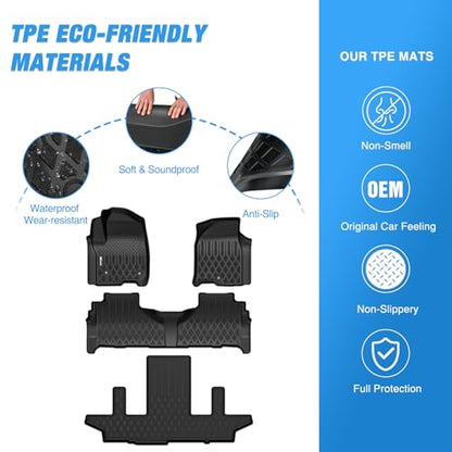 Nilight TPE Floor Mats for Chevy Chevrolet Suburban GMC Yukon XL 7 Seats Bucket Seats 2021 2022 2023 2024 2025 2026 All Weather Custom Fit Heavy Duty Floor Liners - color: 2021-2026 Suburban GMC Yukon|Bucket Seat|