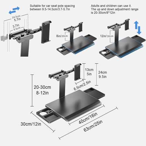 Car Tray Table, Multi Functional Car Backseat Tray Desk, Foldable Tray Seat Back Laptop Desk for Car Travel, for Working, Writing, Eating, Traveling