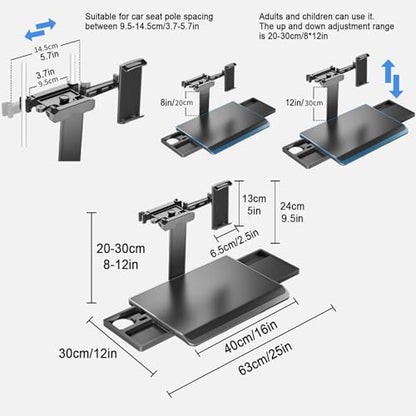 Car Tray Table, Multi Functional Car Backseat Tray Desk, Foldable Tray Seat Back Laptop Desk for Car Travel, for Working, Writing, Eating, Traveling
