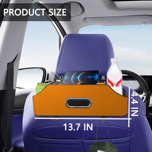 AUCELI Car Seat Back Organizer with Cup Holder and Tissue Box, Headrest Hanging Storage Box with Hooks and Phone Holder, Multi-Function Travel Tray for Kids (Reddish Brown) - color: Reddish Brown