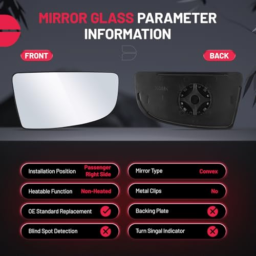BDFHYK Mirror Glass Compatible with Transit T150 T250 T350 2015-2022 Side View Convex Mirror Glass with Backing Plate, Replaces BK3Z17K707B (Right Lower Side) - size: Right Passenger Side, style: 2015-2022 Transit T250