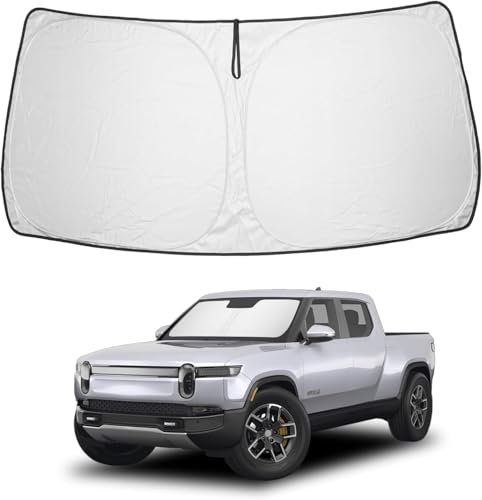 Proadsy Windshield Sunshade Custom for Rivian R1T 2022-2025 2026 Block Sun & UV Foldable 4-Layer Front Window Car Shade Protector Prime Accessories - size: Rivian R1T 2022-2026