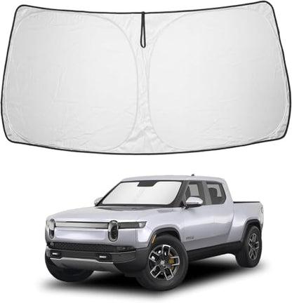 Proadsy Windshield Sunshade Custom for Rivian R1T 2022-2025 2026 Block Sun & UV Foldable 4-Layer Front Window Car Shade Protector Prime Accessories - size: Rivian R1T 2022-2026