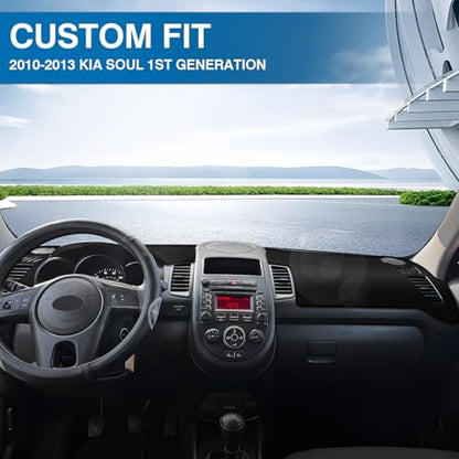 KUST Black Dash Cover Compatible with 2010-2013 Kia Soul Polyester Dashboard Cover Left Hand Drving Dash Carpet Non-Slip Dash Protector Interior Accessories for Soul Custom Fit Dash Mat No Glare - size: Soul 10-13(black)
