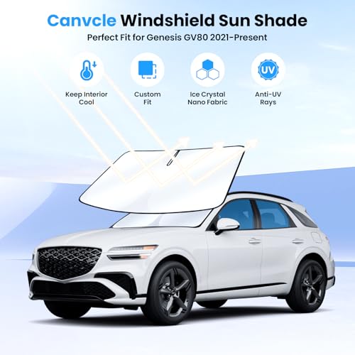 Canvcle Windshield Sun Shade for 2021-2025 2026 Genesis GV80 Accessories Upgraded Double-Layer Front Window Sunshade Cover Sun Visor Protector Foldable Block UV Rays Keep Vehicle Cool - size: 1pcs Genesis Gv80 2021-present