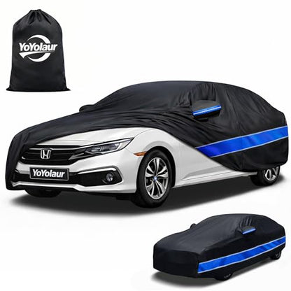 Car Cover Compatible with Honda Civic,10-Layer Car Cover Waterproof All Weather,Full Exterior Cover with Cotton Lining,Sun Rain UV Dust Snow Protection with Door Zipper,Fit for 1991-2025 - size: Custom Fit for Honda Civic